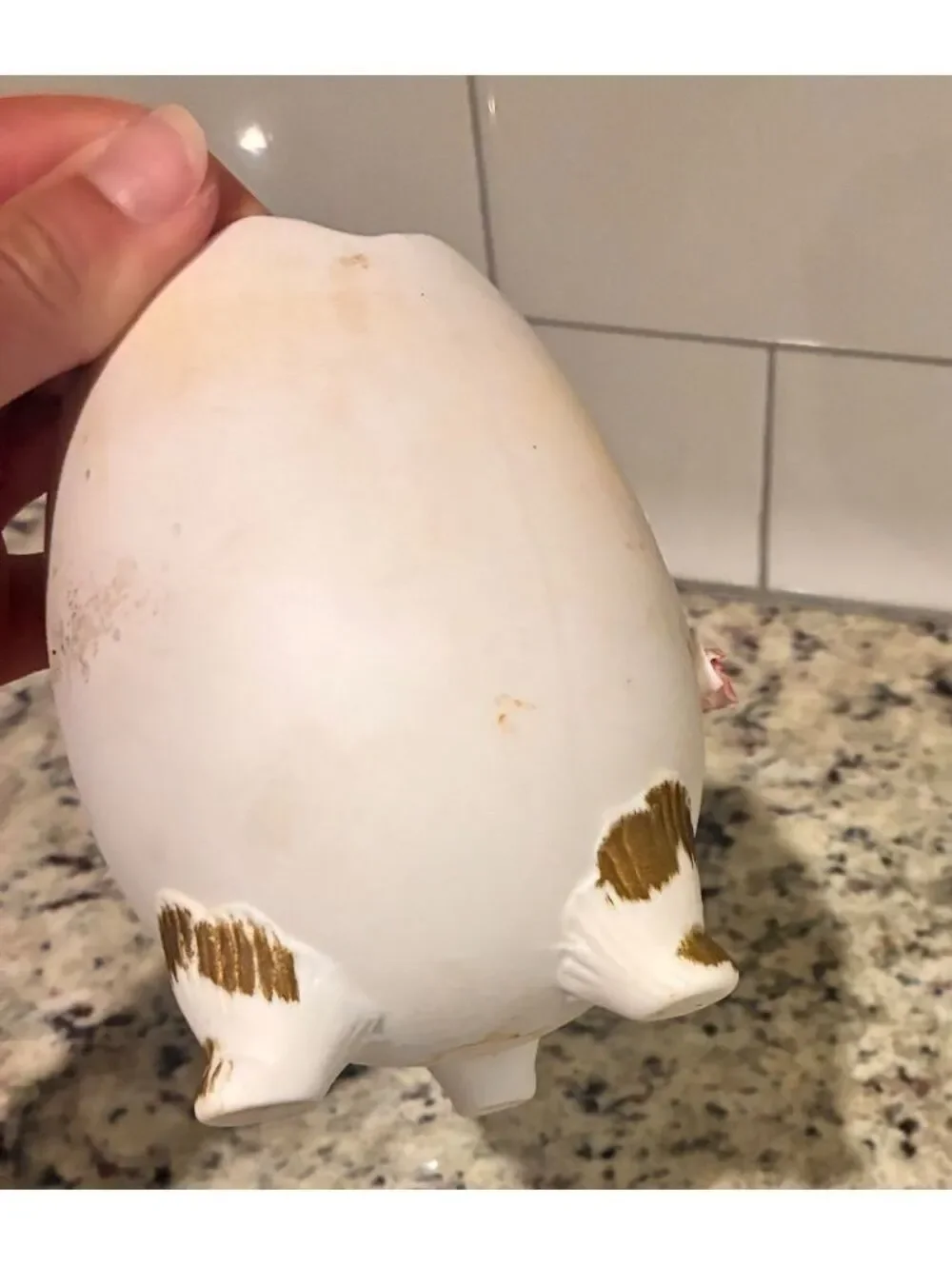Vintage Ceramic Egg-Shaped Planter with Pink Floral Detailing